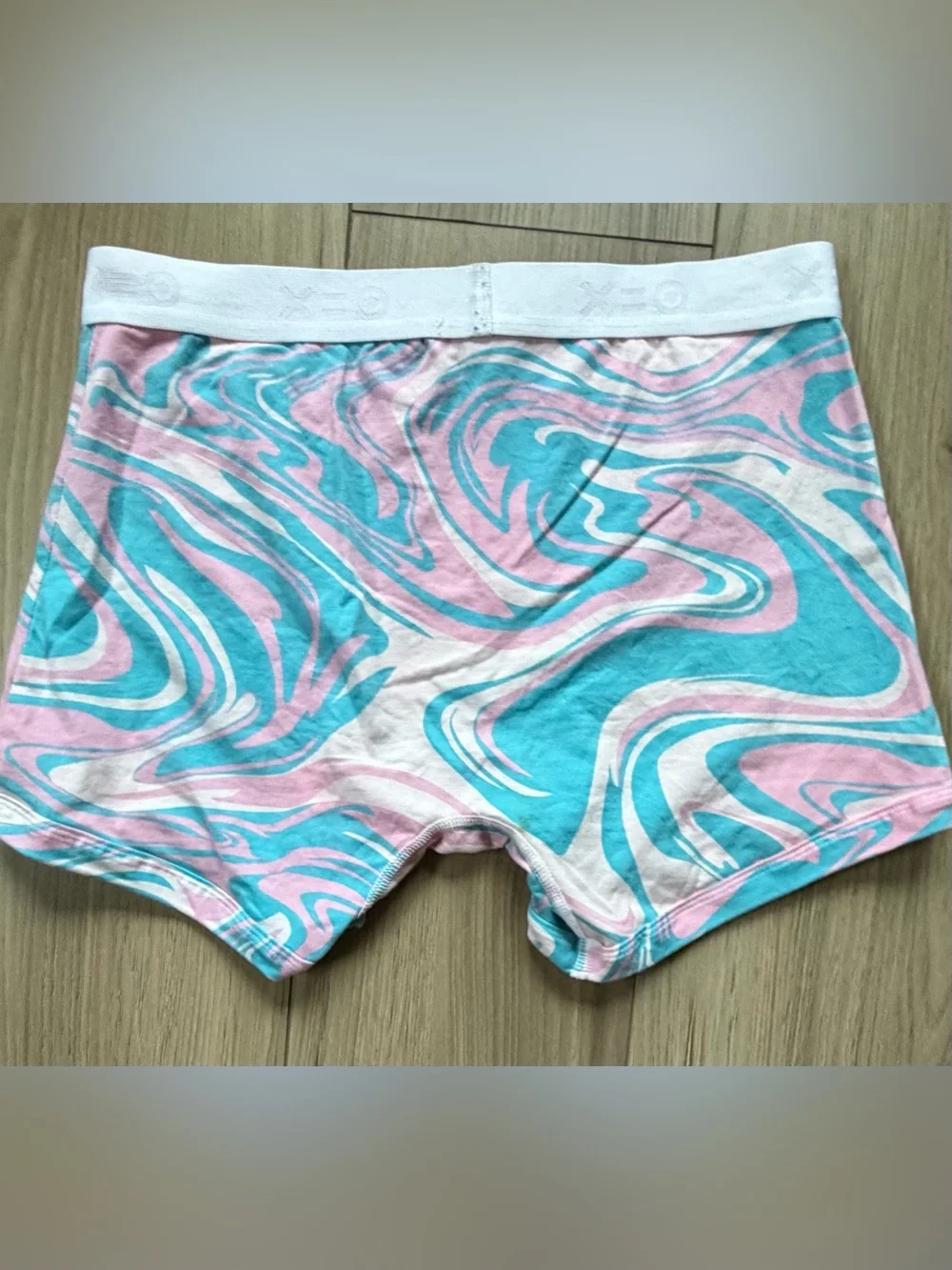 Tomboyx Womens Marble Boy Shorts Underwear Sz S Pink Teal White